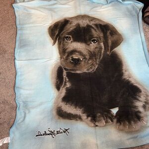 Cozy Blanket with Puppy Design - Light Blue